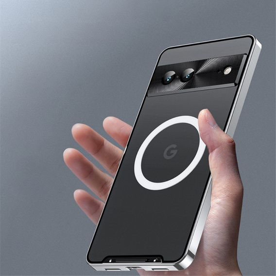 Kameravédő tok Google Pixel 8, CamShield MagSafe, átlátszó / ezüst