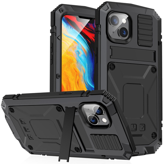 Páncélozott tok a iPhone 14, R-JUST, fekete