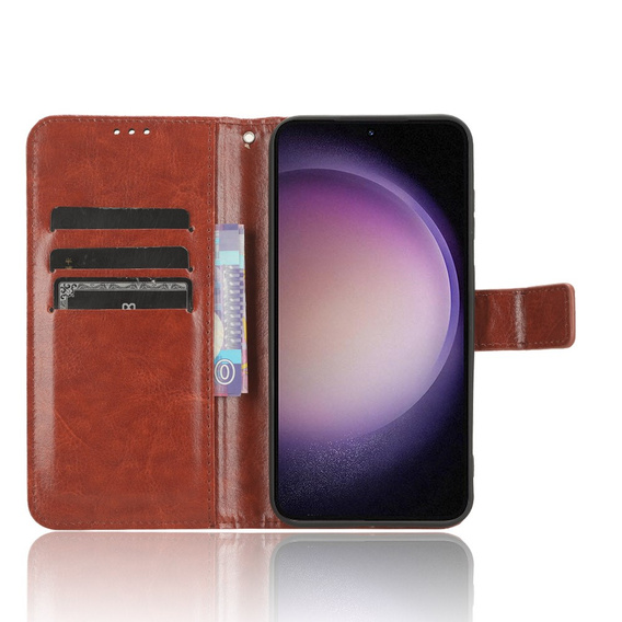 Pattintható tok a Samsung Galaxy S23 FE, Crazy Horse Wallet, barna