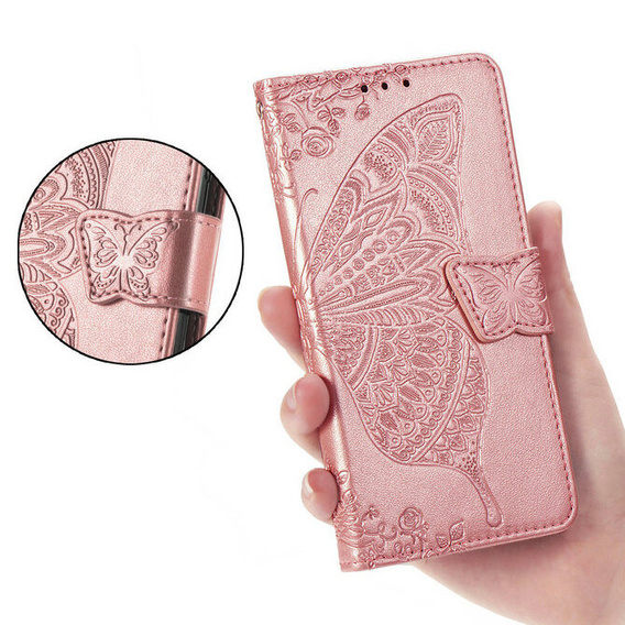 Pattintható tok a Xiaomi Poco F6, Butterfly, rózsaszín rose gold