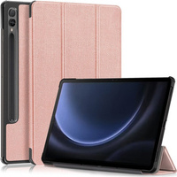 Tok Samsung Galaxy Tab S9 FE+ Plus, Smartcase tolltartóval, rózsaszín rose gold