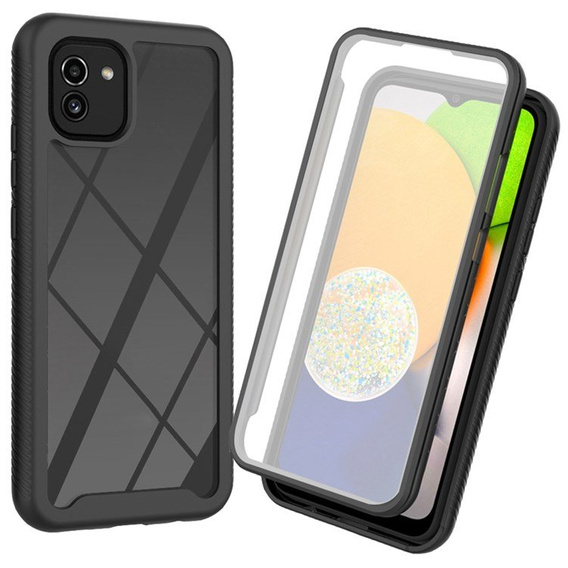 Tok Samsung Galaxy A03 készülékhez, Shockproof, fóliával, fekete
