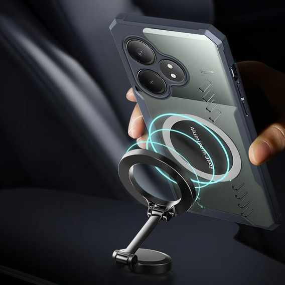 Tok Realme GT 6 / 6T, mágneses lemezzel, átlátszó / fekete