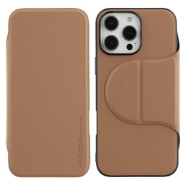 X-LEVEL tok iPhone 16 Pro készülékhez, Magnetic Card Holder, barna
