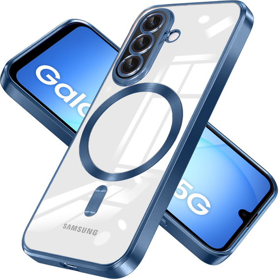 Tok Samsung Galaxy A17 5G, Electro MagSafe, átlátszó, sötétkék oldalakkal