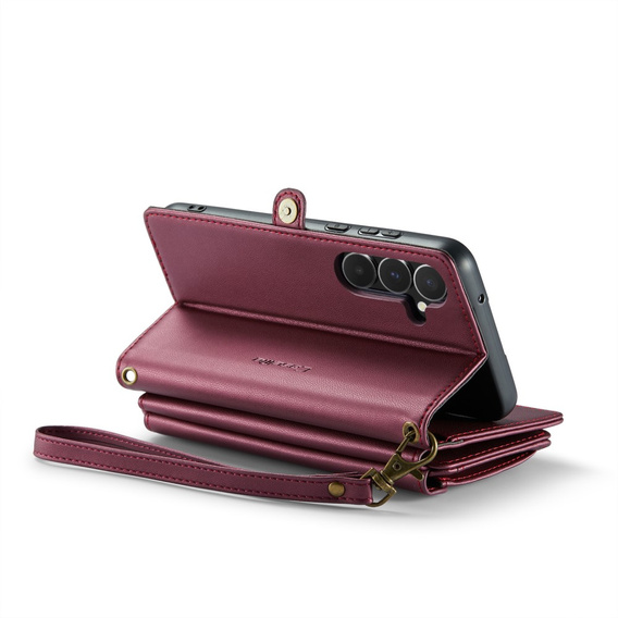 Tok CASEME Samsung Galaxy A55 5G, RFID Leather Wallet, vállpánttal, piros