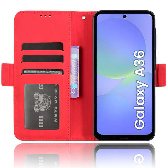 Pattintható tok a Samsung Galaxy A36, Card Slot, piros