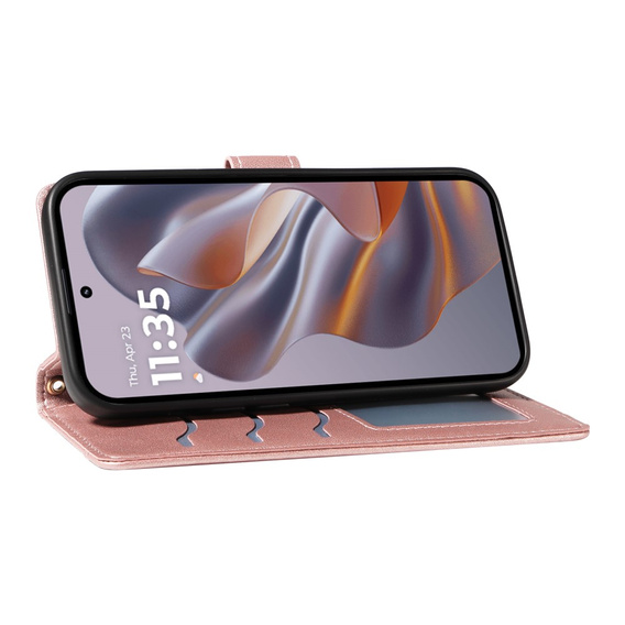 Flap tok Motorola Edge 50 Neo / Motorola ThinkPhone 25, Rhombus Crossbody Leather, rózsaszín rose gold