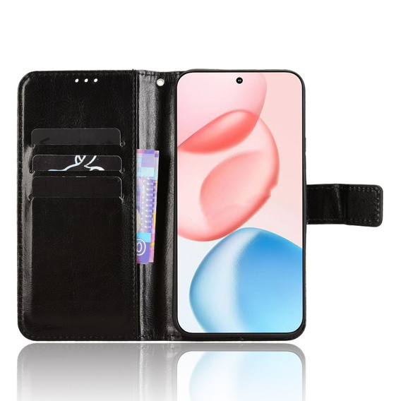 Pattintható tok a Honor 400 5G, Crazy Horse Wallet, fekete