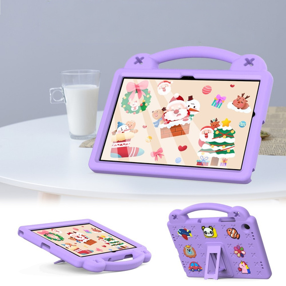 Gyermek tok Samsung Galaxy Tab A9+, Cute Patterns, állvánnyal, lila