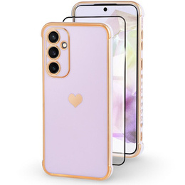 tok Samsung Galaxy A35 5G, Electro heart, lila + Full Glue Kerámiaüveg