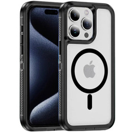 Tok kerettel iPhone 15 Pro készülékhez, MagSafe-hoz, átlátszó / fekete