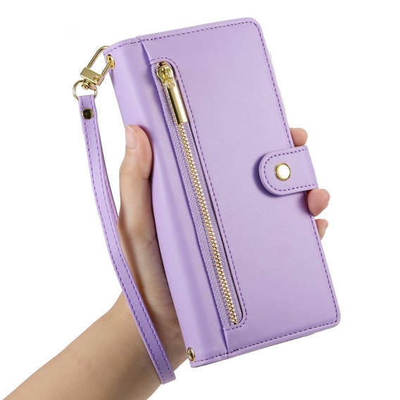Pattintható tok a Xiaomi Redmi Note 14 Pro 5G / Poco X7 5G, Wallet Zipper Pocket, lila