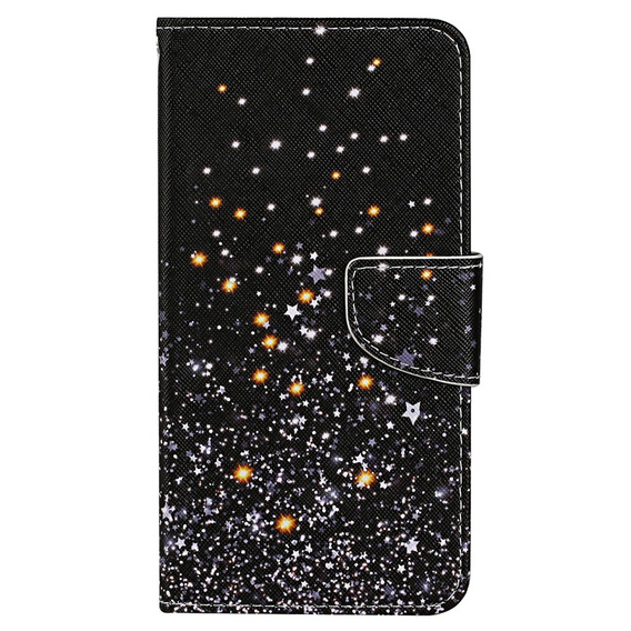 Pattintható tok a Xiaomi Redmi 13C / Poco C65, Wallet, Stars, fekete