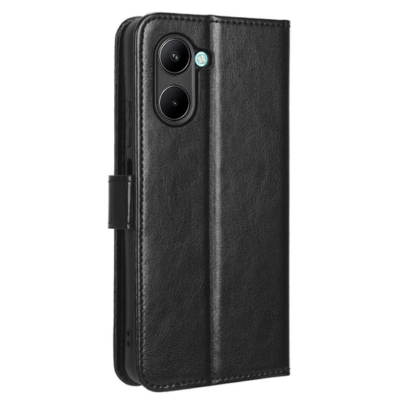Pattintható tok a Realme C33, Crazy Horse Wallet, fekete