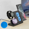 3 az 1-ben vezeték nélküli indukciós gyorstöltő QI Samsung S25 S24 S23 Galaxy Watch Buds állomás, fekete