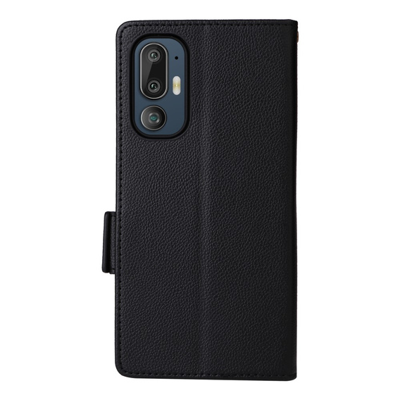 Telefontok a HTC U24 Pro 5G, Wallet Litchi Leather, fekete