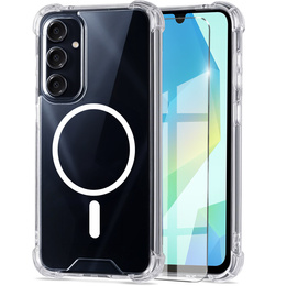 Tok a Samsung Galaxy A16, Fusion Hybrid, MagSafe-hoz, átlátszó + üveg a képernyőhöz