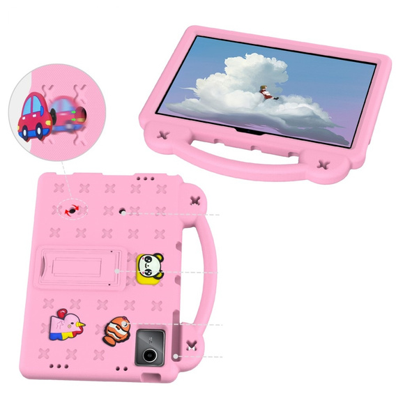 Gyermek tok Lenovo Tab M11, Cute Patterns, állvánnyal, rózsaszín