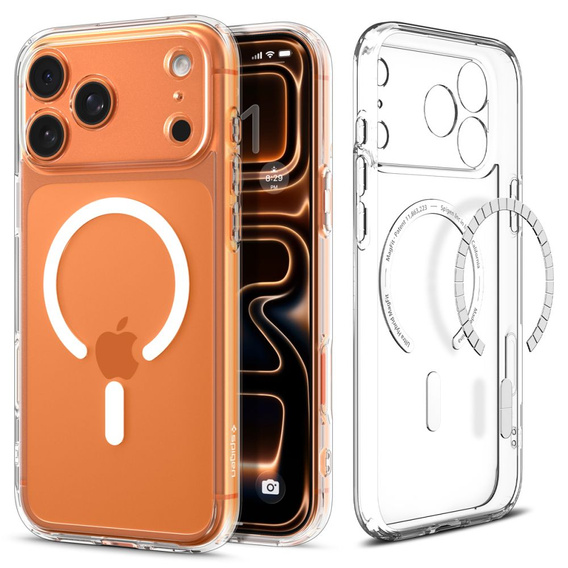 Spigen Ultra Hybrid MagSafe tok iPhone 17 Pro készülékhez, átlátszó / fehér