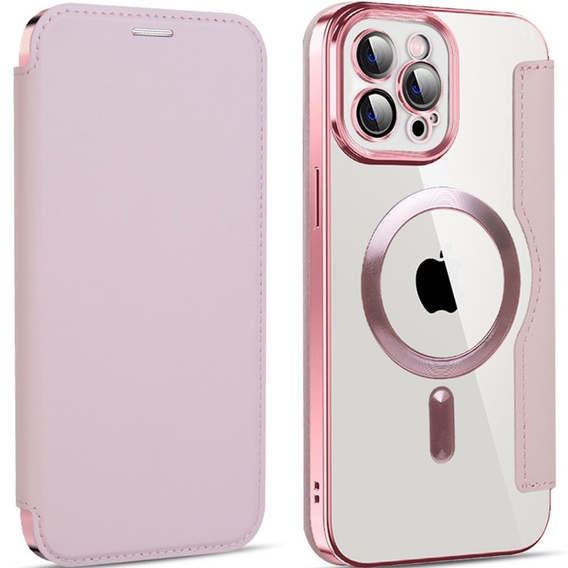Pattintható tok a iPhone 11 Pro Max, RFID Wallet MagSafe CamShield, rózsaszín
