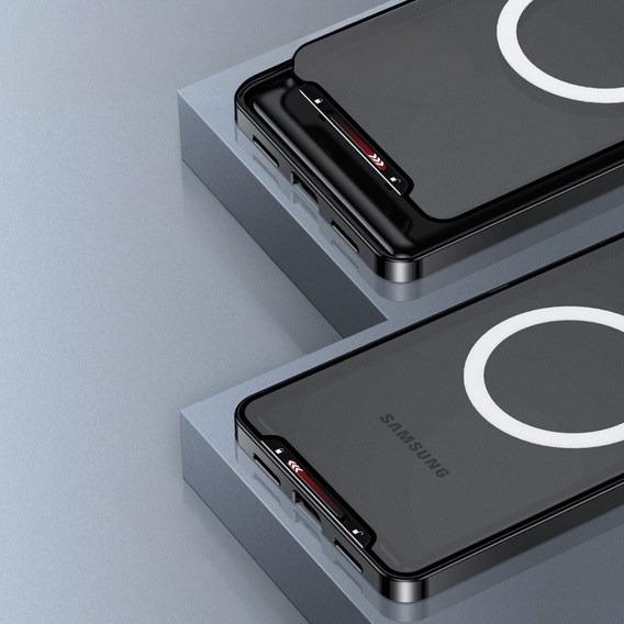 Kameravédő tok Samsung Galaxy S23 FE, CamShield MagSafe, átlátszó / fekete