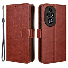 Pattintható tok a Honor 200 Pro 5G, Crazy Horse Wallet, barna