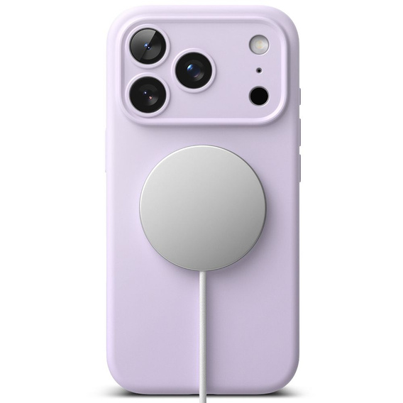 Ringke tok iPhone 17 Pro Max készülékhez, szilikon mágneses MagSafe, világos lila