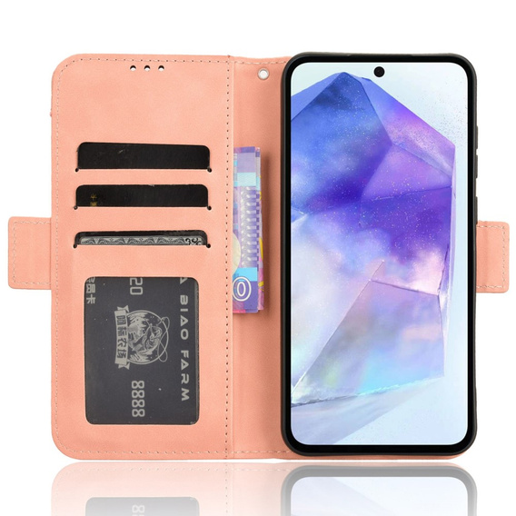 Pattintható tok a Samsung Galaxy A55 5G, Card Slot, rózsaszín