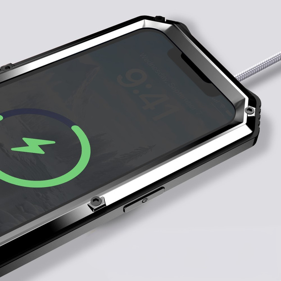 Páncélozott tok a iPhone 16E, R-JUST, ezüst