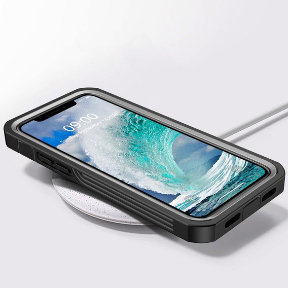 Tok iPhone 12/12 Pro készülékhez, Shockproof, fóliával, fekete