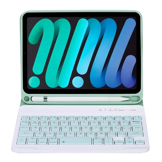 Bluetooth billentyűzetet tartalmazó tok iPad mini 8.3" 2021 (6 gen.) / iPad mini 8.3" 2024 (7 gen.), zöld
