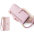Pattintható tok a Samsung Galaxy A16, Wallet Zipper Pocket, rózsaszín