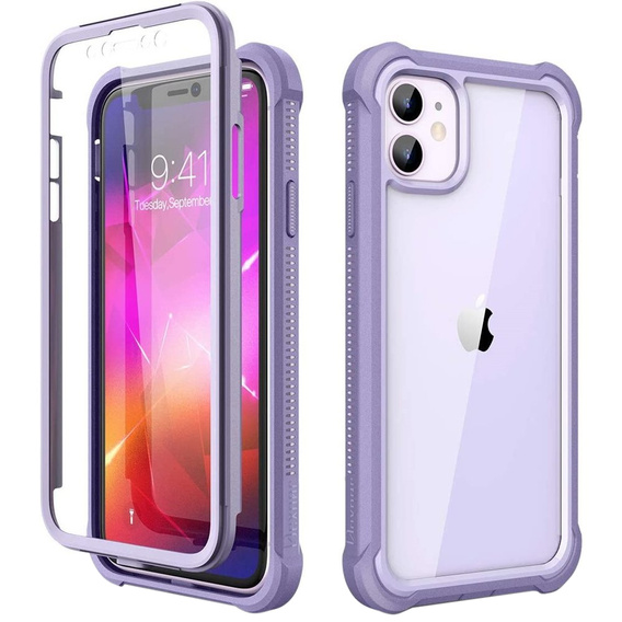 Telefontok a iPhone 11, Dexnor Full Body Rugged, átlátszó / lila