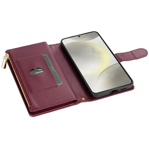 Flap tok Samsung Galaxy A56 5G, Rhombus Crossbody Leather, bordó