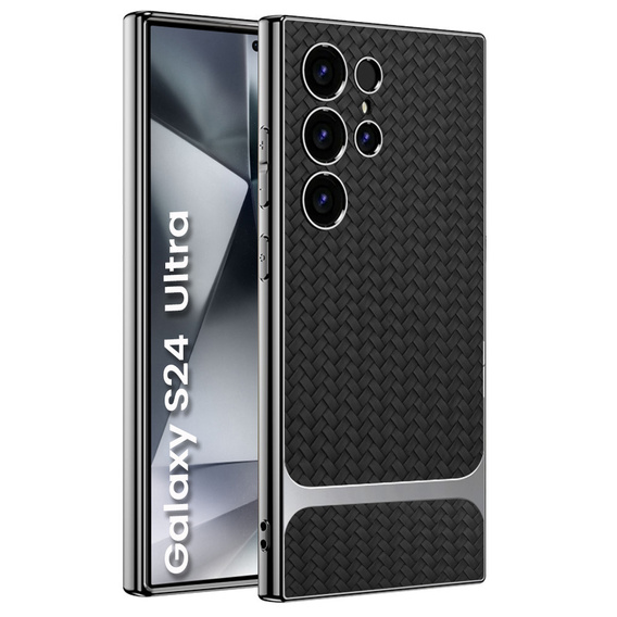 Telefontok a Samsung Galaxy S24 Ultra, GKK Woven Leather, fekete