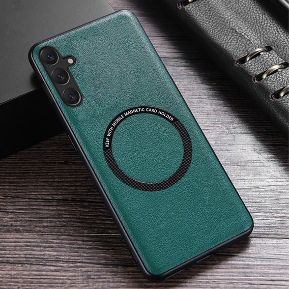Telefontok a Samsung Galaxy A34 5G, Leather Hybrid MagSafe, zöld
