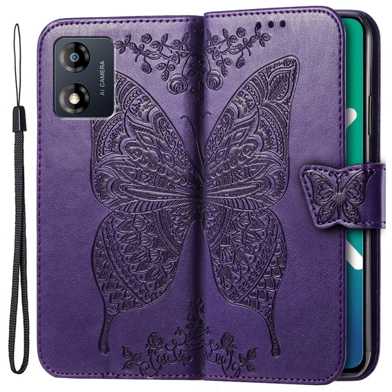 Pattintható tok a Motorola Moto E13, Butterfly, lila