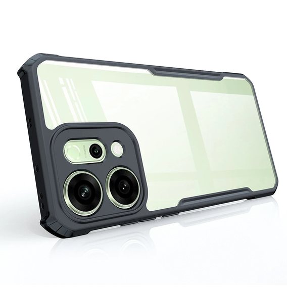 Tok Oppo Reno 14, megerősített, átlátszó, fekete oldallapokkal