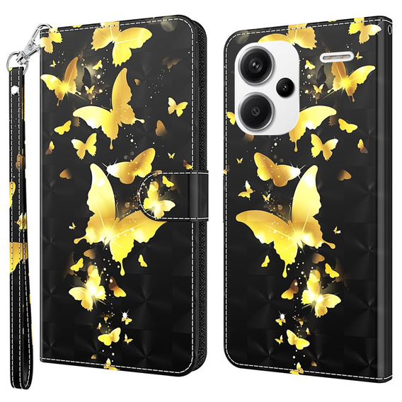 Pattintható tok a Xiaomi Redmi Note 13 Pro+, Wallet, Butterflies arany