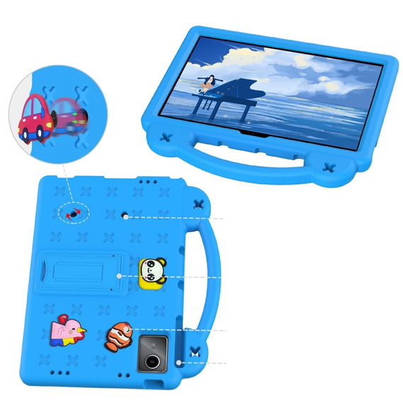 Gyermek tok Lenovo Tab M11, Cute Patterns, állvánnyal, kék