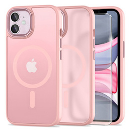 Tok iPhone 11-hoz, MagSafe, ERBORD Matt Case, rózsaszín + képernyőüveg