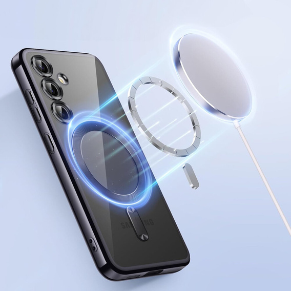 Tok Samsung Galaxy S24+ Plus-hoz, Electro MagSafe, fekete + üveg a képernyőhöz