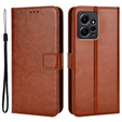 Pattintható tok a Xiaomi Redmi Note 12 4G, Crazy Horse Wallet, barna