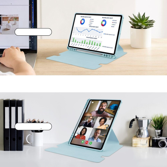Billentyűzet tok Samsung Galaxy Tab S10 Lite / S10 FE / S9 FE, Rotary 360° Leather, világoskék