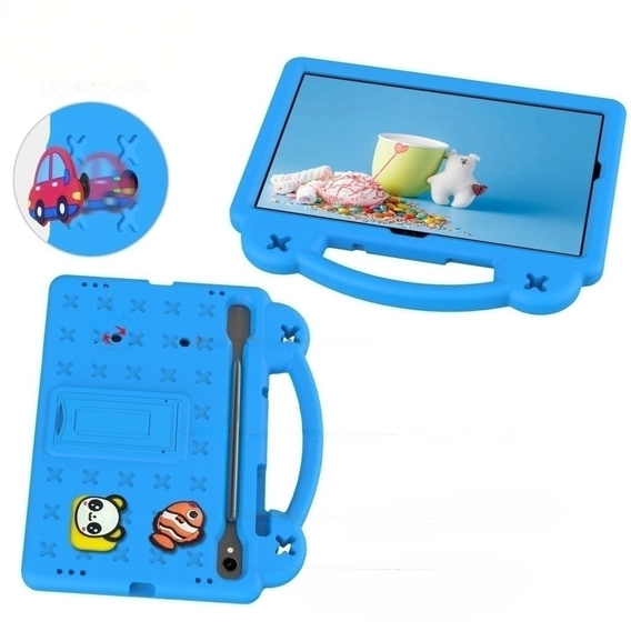 Gyermek tok Samsung Galaxy Tab S7/S8/S9, Cute Patterns, állvánnyal, kék