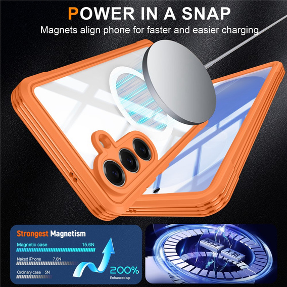 Üveges, ütésálló tok MagSafe-hez Samsung Galaxy S26-hoz, narancssárga