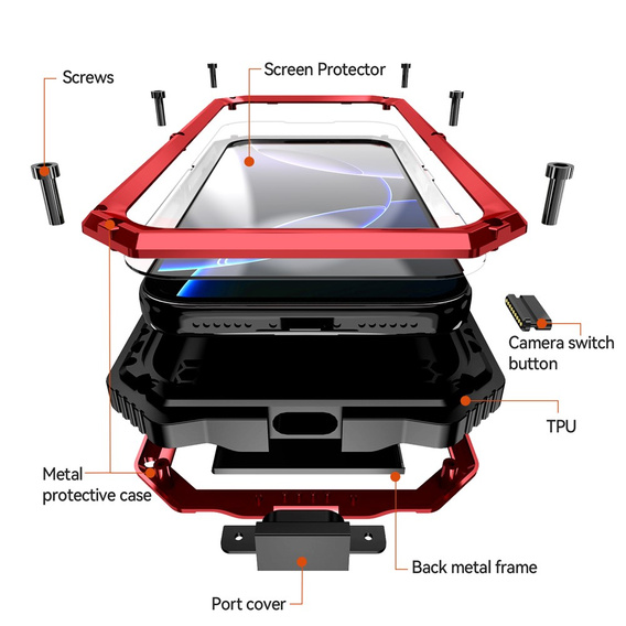 R-JUST páncélozott tok állvánnyal iPhone 17 Pro Max készülékhez