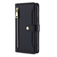Pattintható tok a Oppo Reno8 T 4G, Wallet Zipper Pocket, fekete