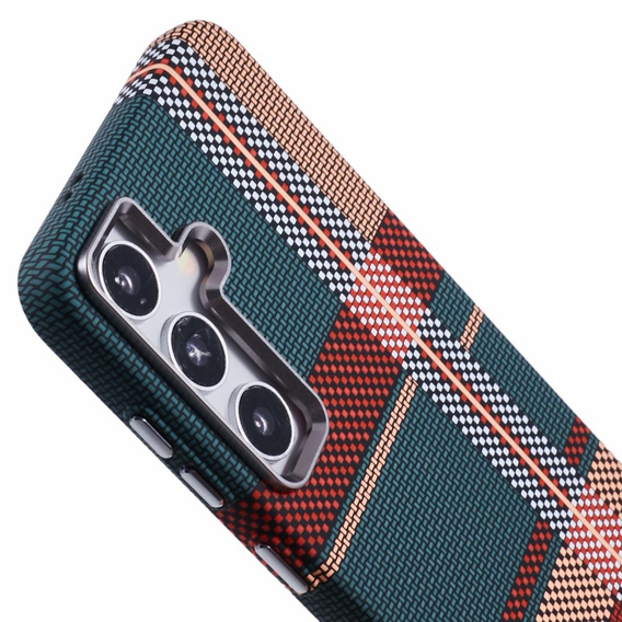 Tok Samsung Galaxy S25+ Plus, Carbon Fiber MagSafe, piros / zöld